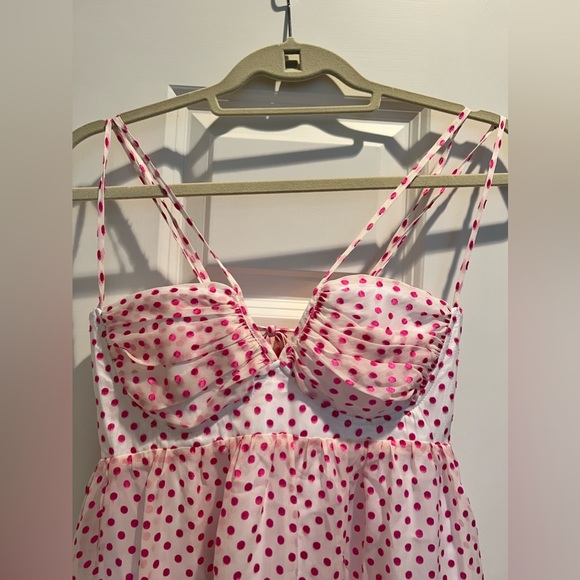Betsey Johnson NWT SIze 2 Pink/White ruffle hem Dress - Picture 4 of 5